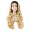 Iwona Synthetic Hair Lace Front Long Wavy Two Tone Blonde Ombre Wig