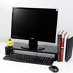 Times square computer monitor table computer stand black wood grain single-layer computer LCD monitor heightening shelf rack base monitor bracket desktop keyboard storage rack