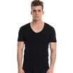Three guns home service Shu skin cotton ribs stretch V-neck short-sleeved shirt 2 white black XL