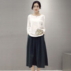 Siba homes 2017 autumn wild loose collar long sleeves large size temperament skirt suit S71R0564A1213M on the white under the green M