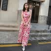 KuoyiHouse 7323 17 years new Korean version of the long section of the round neck sleeveless suit dress female tight waist cotton long skirt cents 6 red totem S