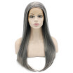 Iwona Synthetic Hair Lace Front Long Stright Old Lady Gray Wig