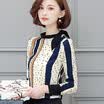 Sustory Women&39s Wear 2017 Spring Striped Shirt Female Long Sleeve Korean Style Leggings Chiffon Shirt Shirt Tide SU038 Apricot M