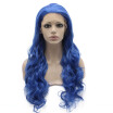 Iwona Synthetic Hair Lace Front Long Wavy Blue Wig