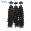 ELees hair Products 7A Brazilian Virgin Hair Deep Wave 3 Bundles Afro Curly Human Hair Extensions Natural Black 300Glot