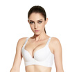 Qu Mu no steel ring gathers seamless bra comfortable vertical cotton underwear to adjust the back of the breast bra QM7625 white 70B
