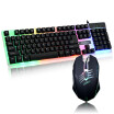 Luminoso Retroiluminador De Tres Colores Con Teclado Y Mouse Para Computadora Juegos De Juegos Con Cable Mouse Y Teclado