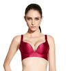 Qu Mu no steel wire drawing gathers twist adjustable solid color simple wind underwear Seamless comfortable bra QM7620 red wine 80A