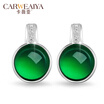 Carweaiya Icy Green Chalcedony 925 Silver Inlaid Earrings Female Jadeite Chalcedony Earrings Fashion Gift Green Jade Jewel