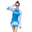 Sanqi SANQI swimsuit ladies conservative students Korea split skirt long-sleeved sports 2016 new thin sunscreen swimsuit 17011 blue XXL code