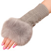 Custer gloves female winter students cute lady exposed means Korean version of the winter thickening warm cycling arm sets of wool half of the smoke gray
