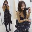 Xian Ya Korean version of the straps floral chiffon dress in the long section of the loose was thin leaves leaves the sleeveless dress zx17283 blue XXL