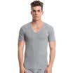 Three guns home service Shu skin cotton ribs stretch V-neck short-sleeved shirt 2 gray gray XL