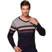 Snow flying mens thermal underwear thickening plus velvet fashion jacquard lattice couple warm one set XYT5920 Navy 185