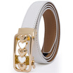 PLOVER LEATHER BELT HARDWARE BUCKLE LEATHER BELT P16303L001J WHITE