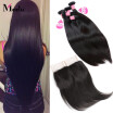 Unprocessed Malaysian Virgin Hair With Closure 3Bundles Malaysian Straight Hair With Closure Virgin Human Hair Weave Bundles