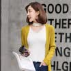 VIVAHEART Korean solid color sweater ice silk vest V neck collar shirt ladies coat thin VWTD172445 white S