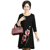 Fama Ma 2017 autumn dress in the old women&39s clothing embroidered round neck large size lady mother dress T7114T0019 black 2XL