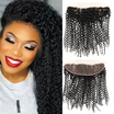 Mongolian Curly Hair Lace Frontal Closure 13x4 Ear To Ear Full Frontal With Baby Hair Afro Kinky Curly Lace Frontals Human Hair