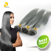 Trendy Gray Hair Silky Straight Weave Bundles 3pcs Brazilian Human Virgin Hair 300g Grade 7A Top Quality Hair Weft Extension