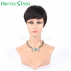 Pixie cut short brazilian virgin hair natural black machine made full lace human hair wigs