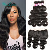 Brazilian Body Wave With Frontal Closure 4 Bundles And Closure Human Hair Brazilian Virgin Hair With Frontal Closure Bundle