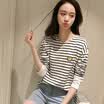 Longyue Women&39s Striped Long Sleeve T-Shirt Smile Academy Windy Simple Lingerie LWTC173417 White L