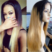 9A Brazilian Full Lace Human Hair Wigs T1B27 Straight Ombre Lace Wigs 130 Density Two Tone Glueless Wigs with Baby Hair