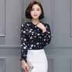 sustory ladies 2017 spring sweet plum blossom ladies wild shirt top dress long sleeves loose was thin chiffon SU021 beige l