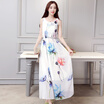 A morning morning 2017 women&39s Korean version of the chiffon print dress in the long section of the beach skirt sleeveless dress spring&summer S62A0074 white L