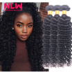 Malaysian Deep Wave Human Hair Extension Virgin Hair Weave 3 Bundles for Black Women Wet&Wavy Human Hair Bundles Sewin Weave