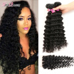 8A Brazilian Virgin Hair With Closure 3pcs Hair Products Brazilian Deep Wave With Closure Hair Bundles With Lace Closures