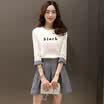 Sibo homes 2017 Korean version of the sweet fashionable seven-point sleeve short jacket Slim temperament short skirt skirt skirt S71R0548A678L on the white under the blue L
