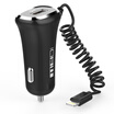 MEIDI 6007 Car Charger Cigarette Lighter One drag two belt usb Apple Andrews mobile phone car with car charger type-c interface black