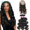 360 Lace Frontal with Bundle 3 Bundles With Closure Brazilian Hair with Frontal Closure Pre Plucked 360 Frontal with Bundles