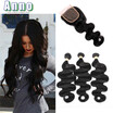 Lace Closure Malaysian Body Wave With Closure 3 Bundles With Closure Body Wave Hair Bundles No Smell Soft Human Hair With Closure