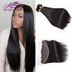 Top Frontal With Bundles Straight Indian Virgin Hair With Closure 3 Bundles With Lace Closure Free Part With Baby Hair
