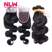 Brazilian Virgin Hair With Closure 8A Grade 3 Bundles With Closure Human Hair Weave Brazilian Body Wave With Lace Closure