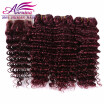 99J Brazilian Hair With Closure 4x4 Red Wine Brazilian Deep Wave Lace Closure With Bundles Human Hair Weft With Closure