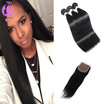 7A Straight Human Hair Bundles With Closure Brazilian Human Hair With Lace Closure