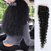 Cheap Peruvian Deep Curly Closure Virgin Human Hair Lace Closure Bleached Knots Deep Curly Free Middle 3 Part Top Lace Closure