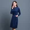 KuoyiHouse 7007 suede dress Korean version of the collar collar straight color skirt Slim was thin loose waist dress female blue XL