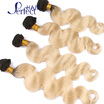 Unprocessed Brazilian Ombre Virgin Hair Body Wave 1B 613 Platinum Brazilian Human Hair Extensions 8A Blonde Weave 4 Bundles