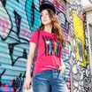 Semir T-shirt short-sleeved T-shirt female stripe star prints wild 10215000081 rose red S