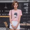 Longyue Women&39s Cartoon Batman Short Sleeve T-shirt Slim Tunic LWTD173208 Pink M