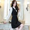 A pond morning 2017 temperament in the long paragraph Slim was thin skirt large size long sleeves dress spring S71R0055A10XL black XL