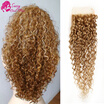 Virgin Brazilian Hair Kinky Curly Closure Free Part Afro Kinky Curly Lace Closure Honey Blonde Lace Closure Sassy Girl Hair