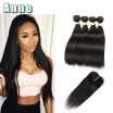 7a Brazilian Virgin Hair 4 Bundles With Closure Natural Straight Weave With Closure Queen Love Hair Bundles And Closures Fashion