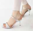 Jiabais Women sandal Pointed Toe High Heel Slip On Gelitter Stiletto shoes Large Size Wedding Party Basic Shoes