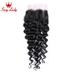 10A Malaysian Deep Wave Closure 44 100 Malaysian Human Hair Deep Wave Swiss Lace Closure Bleached Knot Middle Free Three Part